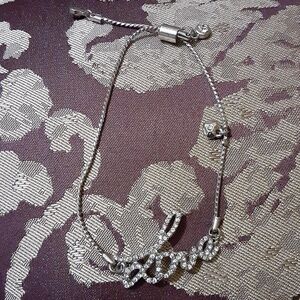 Love Rhinestone Adjustable Bracelet